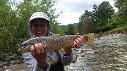 Harald and familly, Brown trout, May, Slovenia fly fishing